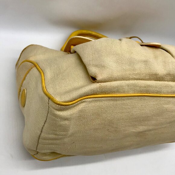 Celine Beige And Yellow Canvas Boogie Satchel Bag - Picture 7 of 10